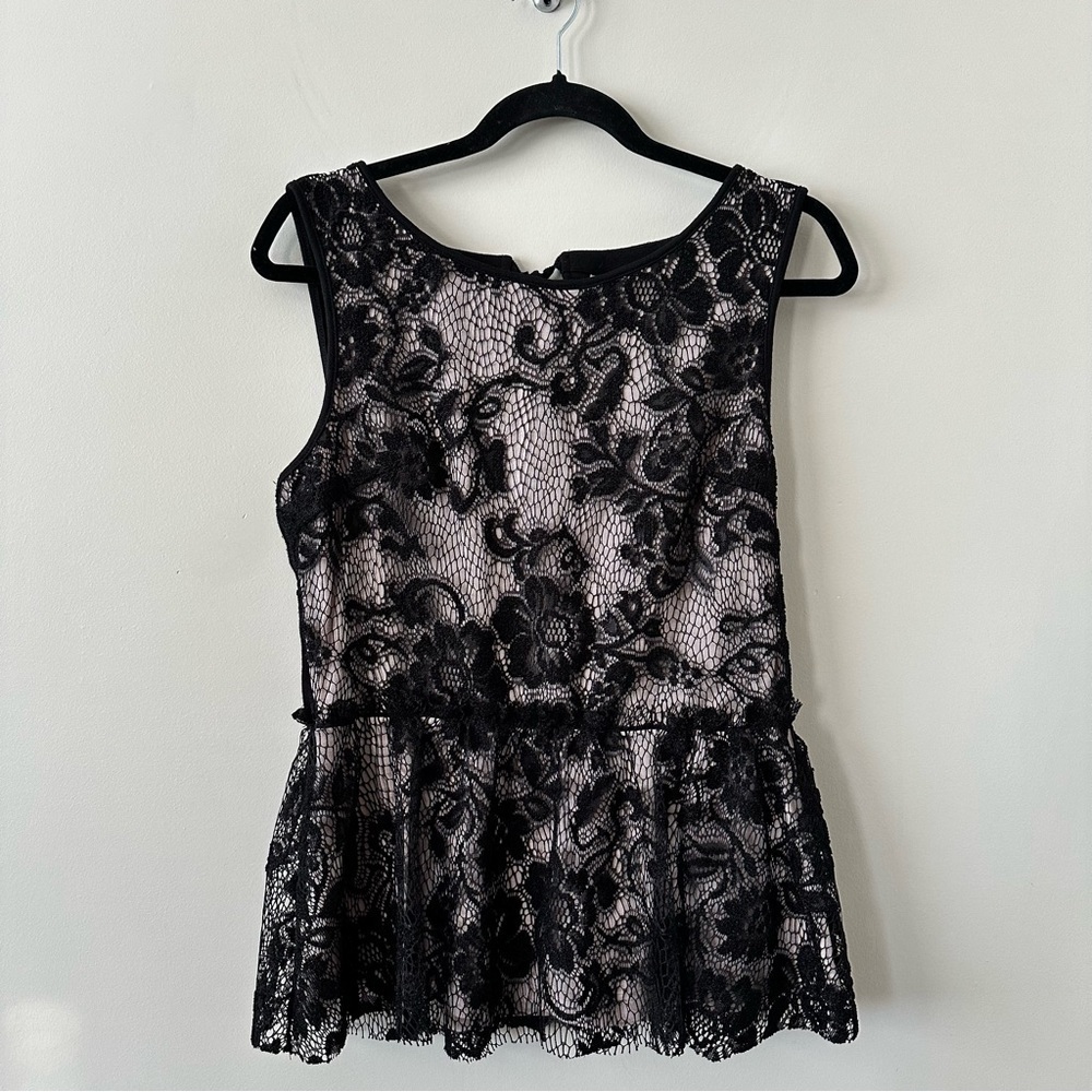 Anthropologie-Deletta Lace Peplum Sleeveless Top (Size:Medium)